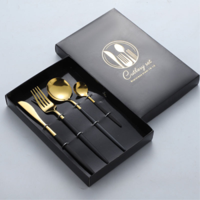 Набір столових приборів Cutlery set із нержавіючої сталі на 1 персону 4 штуки Чорний