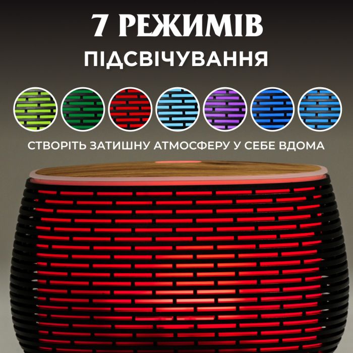 Зволожувач повітря для дому портативний з підсвічуванням та імітацією диму аромадифузор