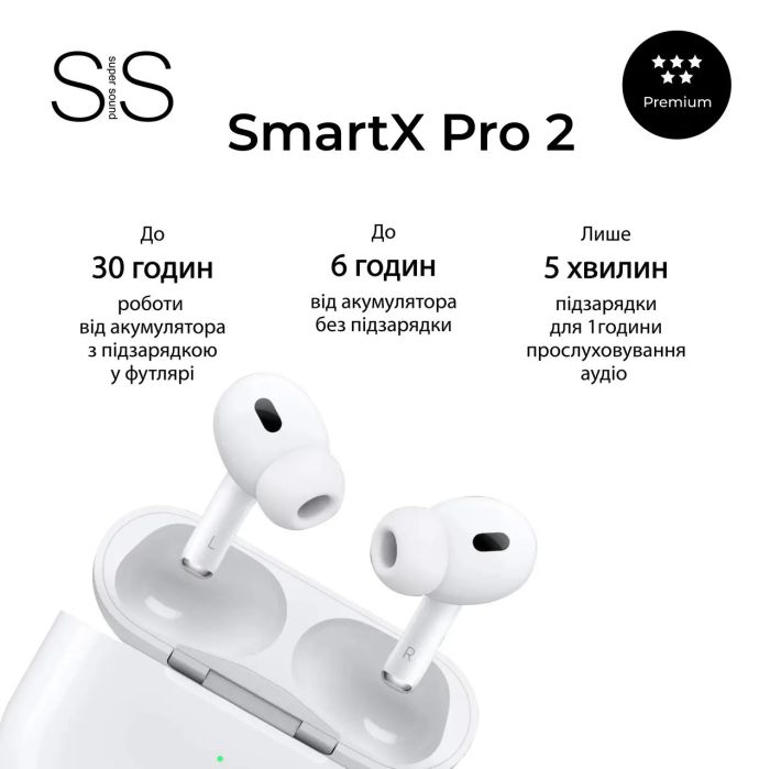 Навушники бездротові SmartX Pro 2 Premium Bluetooth преміум якість блютуз навушники ААА+