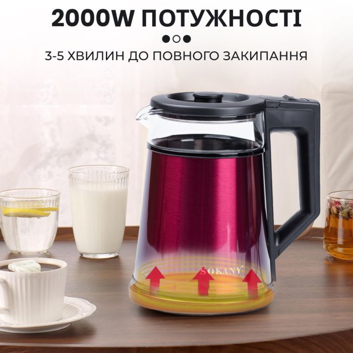 Електрочайник Sokany SKSH1076R 1.7л червоний