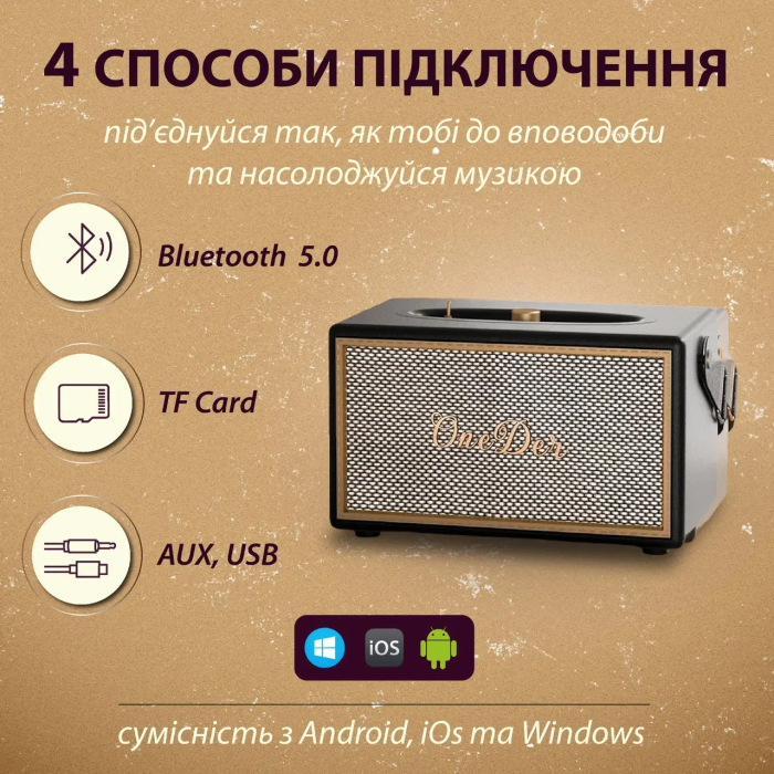 Портативная колонка Bluetooth OneDer D6 мощная с Bluetooth TF/USB/AUX 40 Вт.