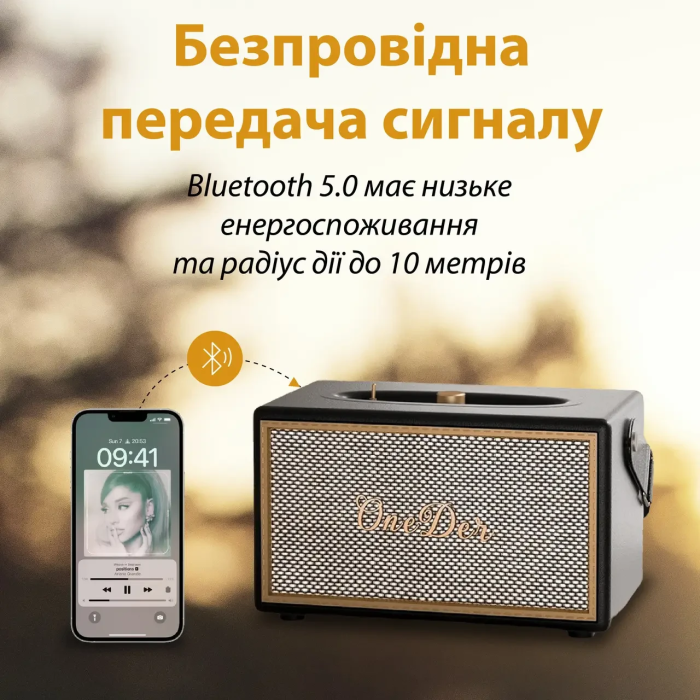 Портативна колонка Bluetooth OneDer D6 потужна з Bluetooth TF/USB/AUX 40 Вт Чорний