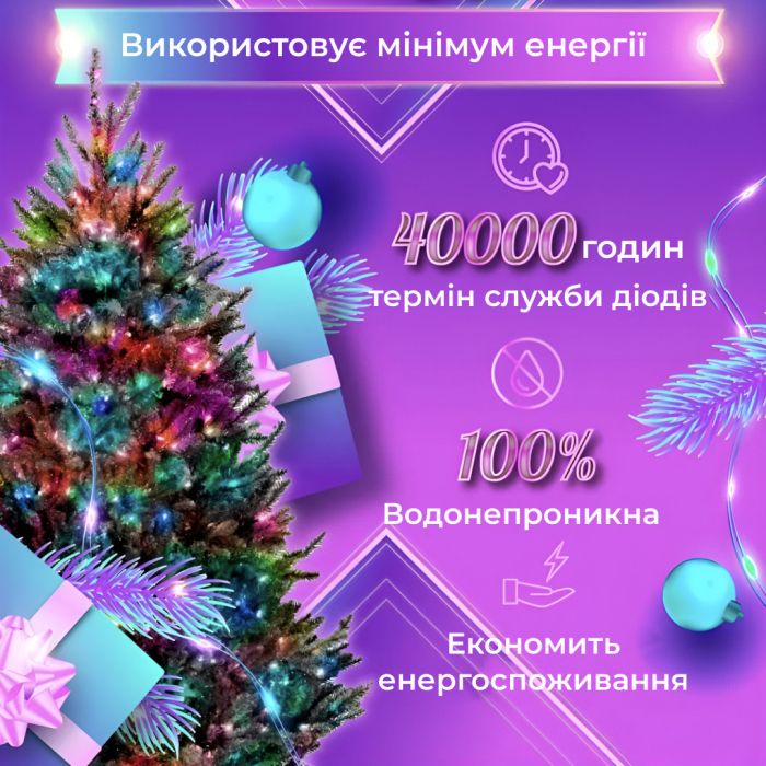 Гірлянда Роса Крапля 100 метров 1000 LED світлодіодна гірлянда в котушці мідний провід 8 функцій + пульт