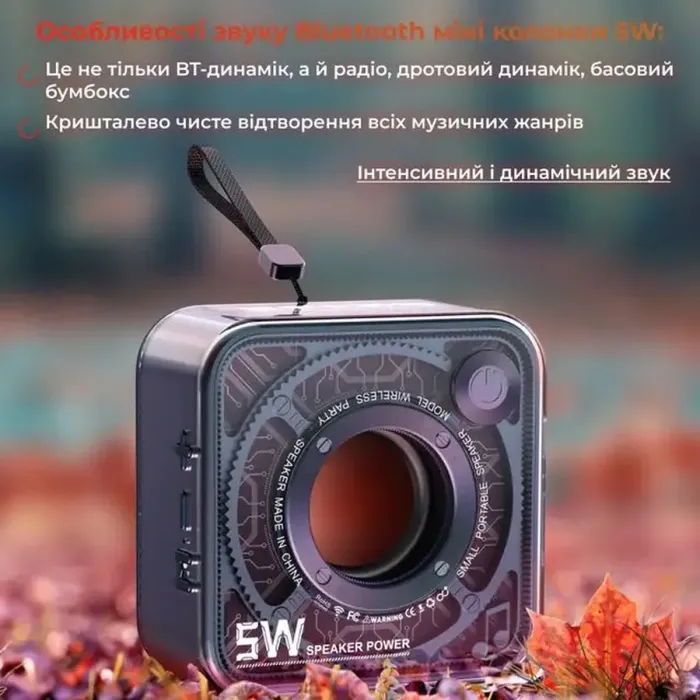 Портативна міні-колонка Bluetooth 5 Вт акумуляторна/TF-картка (DW12BE) - зображення 7