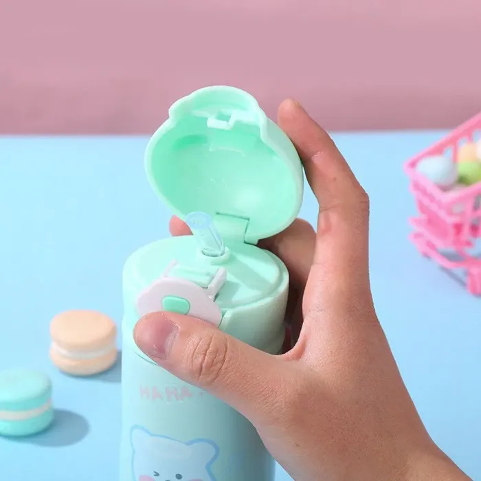 Термос детский с поильником 420 мл термокружка из нержавеющей стали до 12 часов Мятный (HP147M) - изображение 5