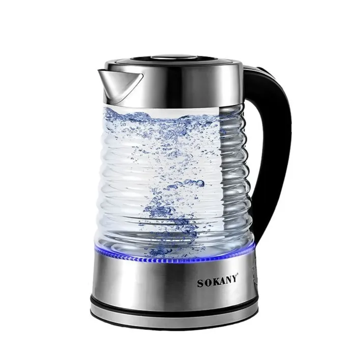 Электрочайник стеклянный бесшумный с подсветкой 2.2 л 2000 Вт Sokany SK-1027 (SK1027CST) - изображение 1