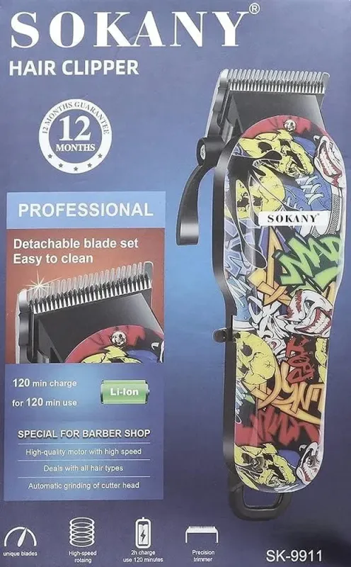 Машинка для стрижки профессиональная 4 насадки триммер аккумуляторный набор для стрижки Sokany SK-9911 (SK9911) - изображение 6