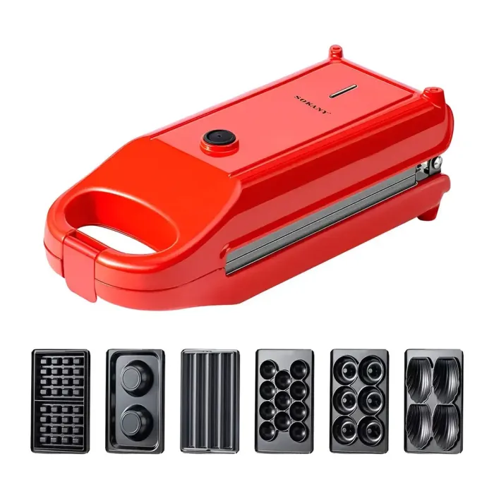 Вафельниця електрична 6 в 1 на 700 Вт двосторонній нагрів антипригарне покриття Sokany SK-BBQ-836 (SKBBQ836) - зображення 2