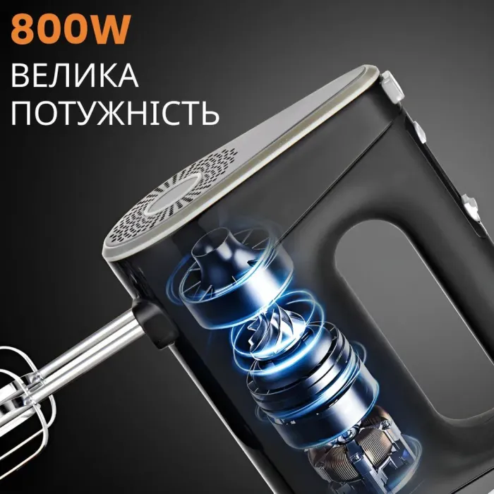 Миксер ручной 800 Вт легкий 5 режимов скорости 3 насадки Sokany SK-6641 (SK6641) - изображение 7