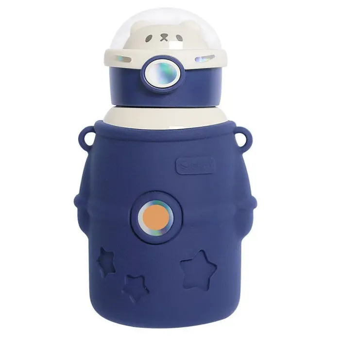 Термос детский с трубочкой и ремешком 500 мл из нержавеющей стали (HPGM2101BL) - изображение 3