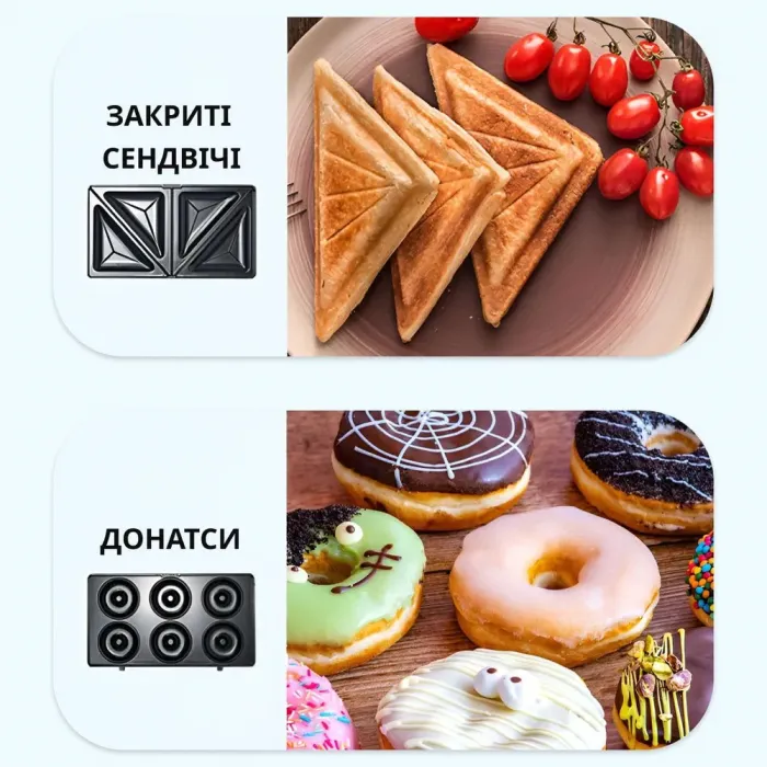 Бутербродниця сендвічниця мультипекар 8 в 1 800 Вт антипригарне покриття Sokany SK-B140-8 (SKB1408) - зображення 8