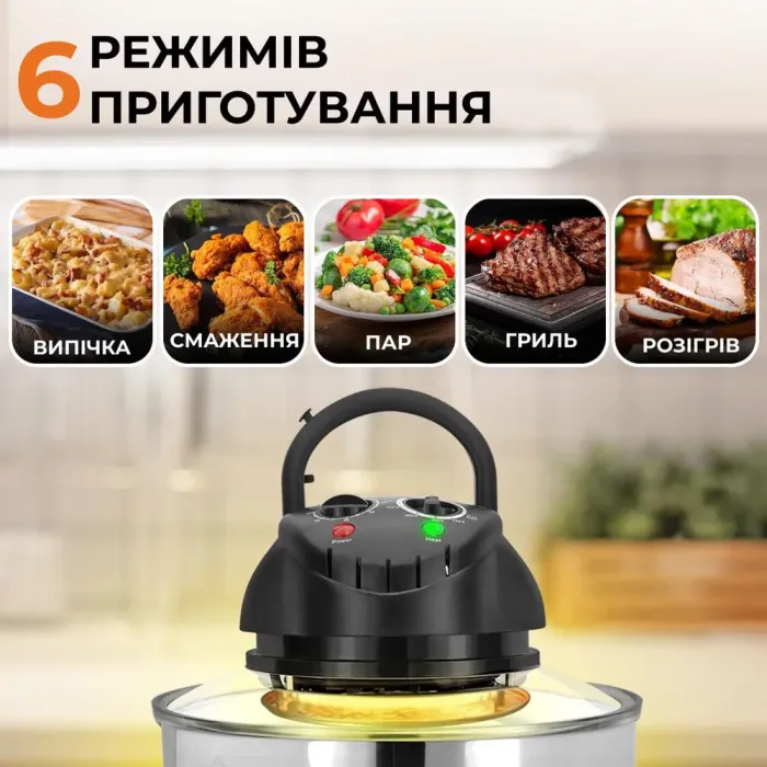 Аерофритюрниця електрична аерогриль 13 л 1400 Вт галогенна піч температура до 250 С SOKANY SK-560 (SK560) - зображення 5