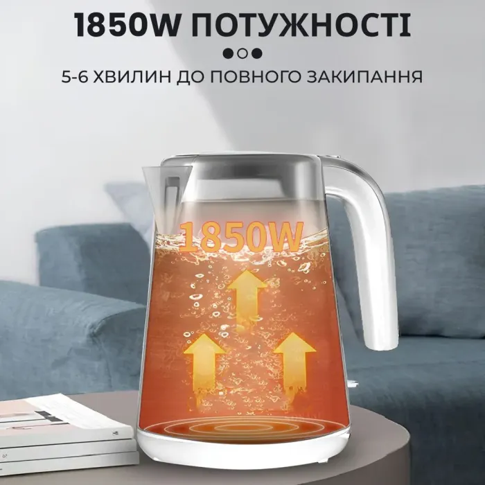 Електрочайник дисковий Sokany FK-1621 1.7л 1.85кВт Білий в горошок (FK1621) - зображення 6