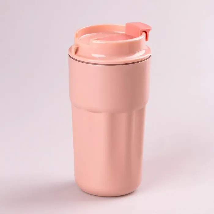 Термос металлический 450 мл термокружка из нержавеющей стали до 12 часов Розовый (HP153P) - изображение 2