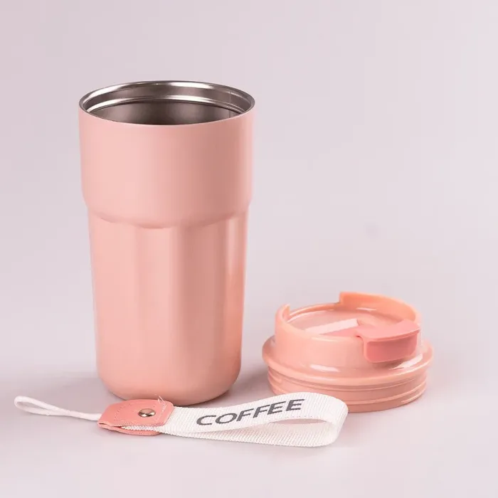 Термос металлический 450 мл термокружка из нержавеющей стали до 12 часов Розовый (HP153P) - изображение 3