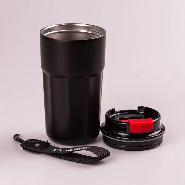 Термос металлический 450 мл термокружка из нержавеющей стали до 12 часов Черный (HP153B) - изображение 3