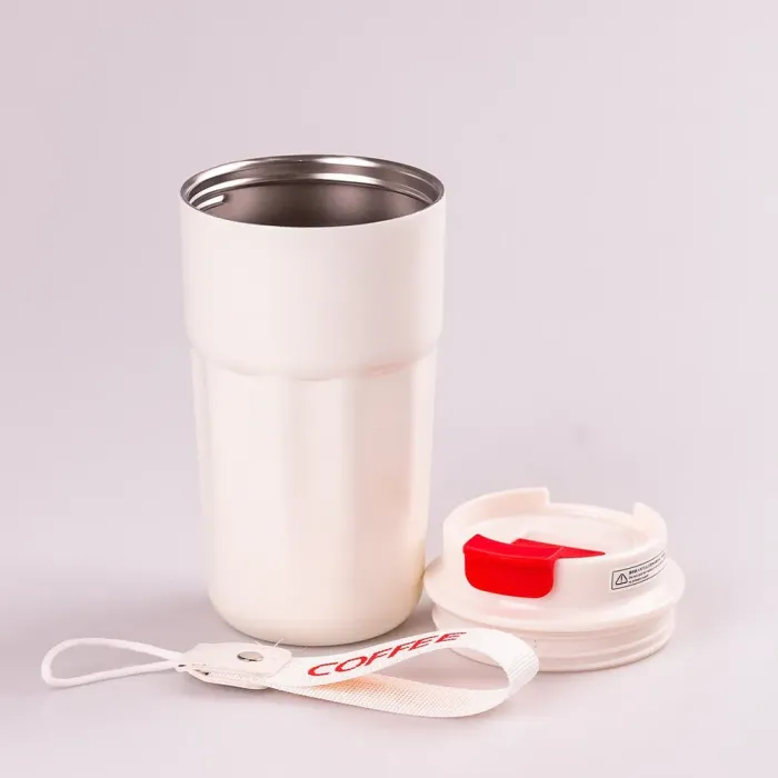 Термос металлический 450 мл термокружка из нержавеющей стали до 12 часов Бежевый (HP153BE) - изображение 2