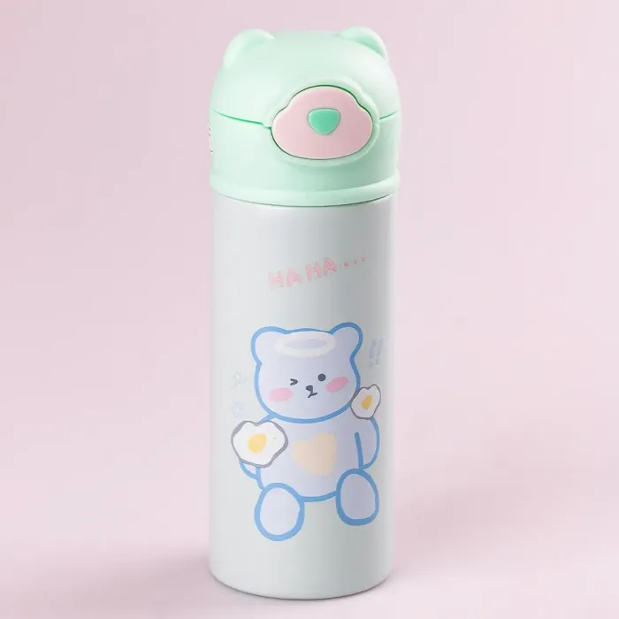 Термос детский с поильником 420 мл термокружка из нержавеющей стали до 12 часов Мятный (HP147M) - изображение 2