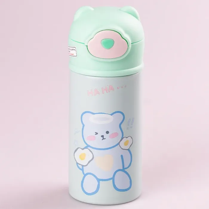 Термос детский с поильником 300 мл термокружка из нержавеющей стали до 12 часов Мятный (HP146M) - изображение 2