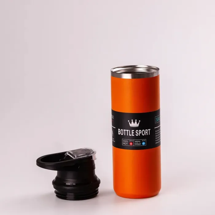 Термос металевий 500 мл термокружка з нержавіючої сталі ручкою до 12 годин Жовтогарячий (HPGM5010O) - зображення 2