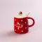 Чашка керамічна 400 мл Love з кришкою та ложкою Червоний (HPCY8263R)