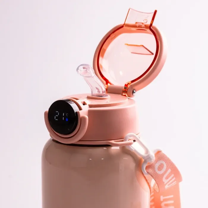 Термос с трубочкой 650 мл из нержавеющей стали с датчиком температуры ремешком до 12 часов (HPGM8816PE) - изображение 4