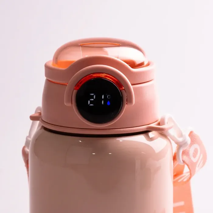 Термос с трубочкой 650 мл из нержавеющей стали с датчиком температуры ремешком до 12 часов (HPGM8816PE) - изображение 5