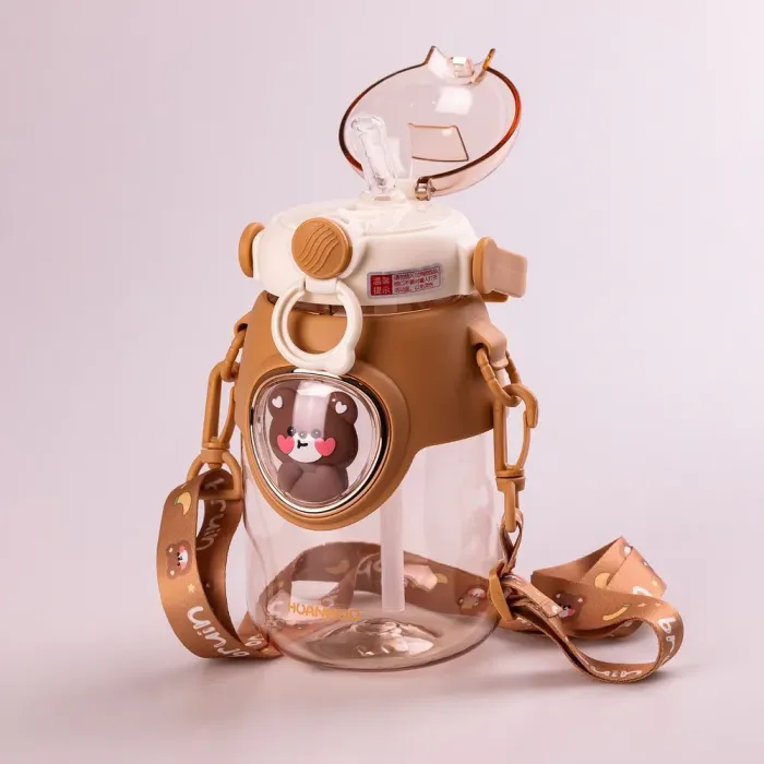 Бутылка для воды с трубочкой 820 мл детская прозрачная фляга для напитков. - изображение 2