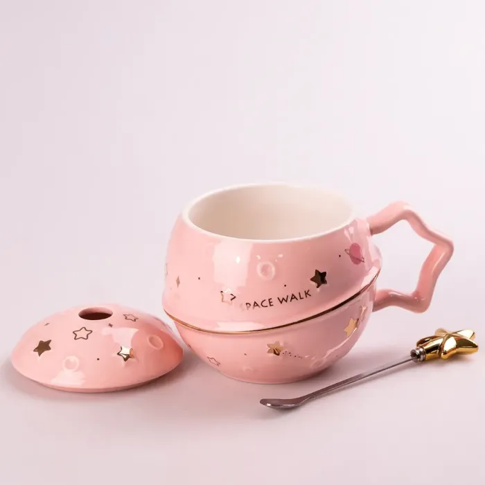 Чашка керамическая 500 мл Space Walk с крышкой и ложкой с крышкой (HP8226P) - изображение 2