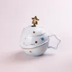 Чашка керамічна 500 мл Space Walk із кришкою та ложкою з кришкою Блакитний (HP8226BL)