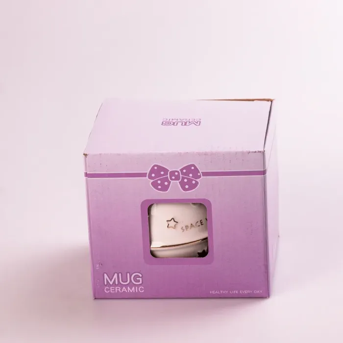 Чашка керамическая 500 мл Space Walk с крышкой и ложкой с крышкой Белый (HP8226W) - изображение 3