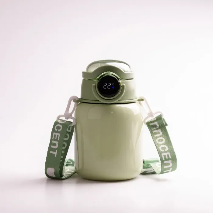 Термос с трубочкой 650 мл из нержавеющей стали с датчиком температуры ремешком до 12 часов (HPGM8816GR) - изображение 2