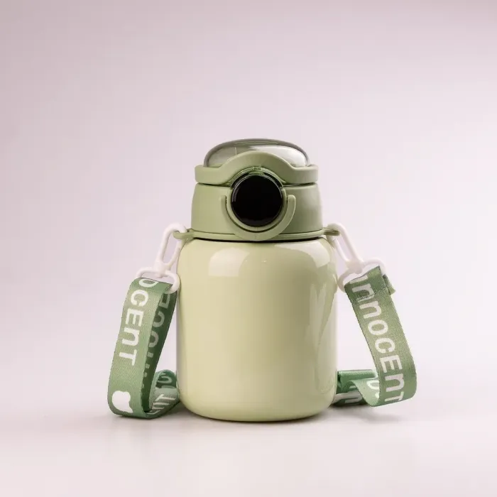 Термос с трубочкой 650 мл из нержавеющей стали с датчиком температуры ремешком до 12 часов (HPGM8816GR) - изображение 3