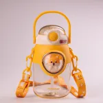 Пляшка для води з трубочкою 820 мл дитяча фляга прозора для напоїв з дозатором і ручкою (HPGM2217Y)