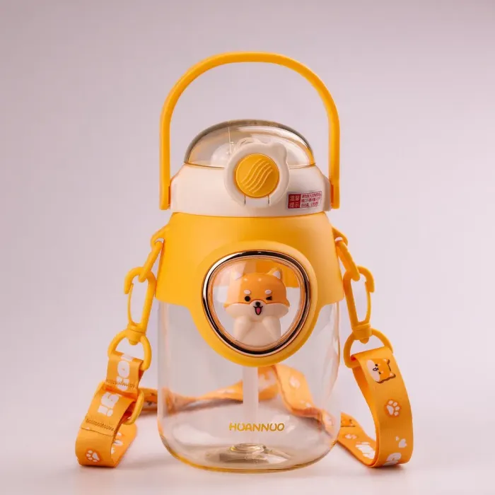 Бутылка для воды с трубочкой 820 мл детская прозрачная фляга для напитков. - изображение 1