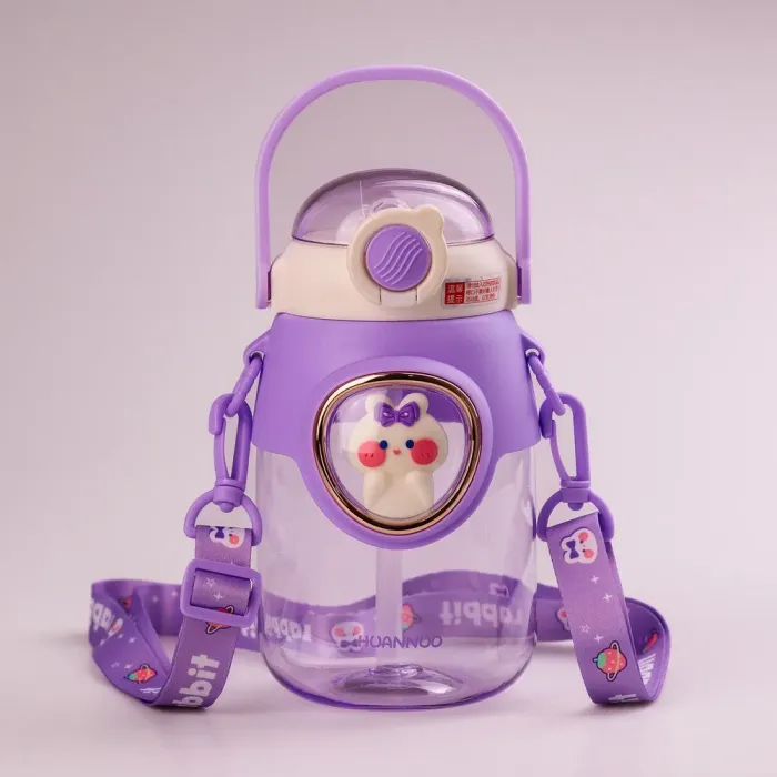 Бутылка для воды с трубочкой 820 мл детская прозрачная фляга для напитков. - изображение 1