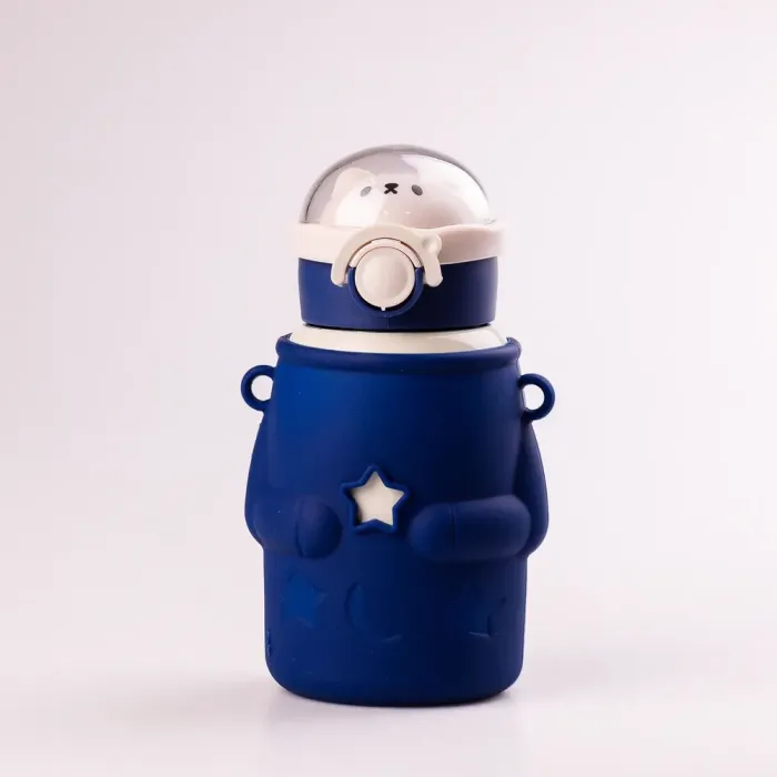 Термос детский с трубочкой и ремешком 500 мл из нержавеющей стали (HPGM2101BL) - изображение 4