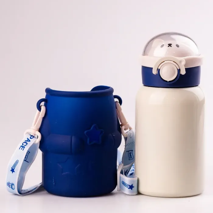 Термос детский с трубочкой и ремешком 500 мл из нержавеющей стали (HPGM2101BL) - изображение 5