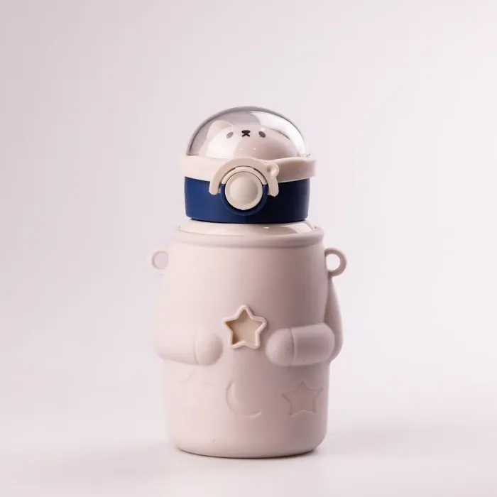 Термос детский с трубочкой и ремешком 500 мл из нержавеющей стали Белый (HPGM2101W) - изображение 3