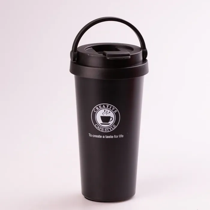 Термос из нержавеющей стали 500 мл с ручкой температура до 12 часов Черный (HPGM501B) - изображение 1