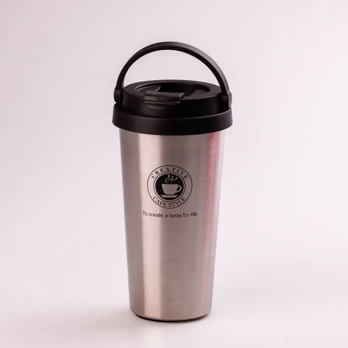 Термос из нержавеющей стали 500 мл с ручкой температура до 12 часов Серебристый (HPGM501S) - изображение 1