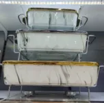 Мармиты керамические прямоугольные 3 шт с крышкой из жаропрочного стекла.