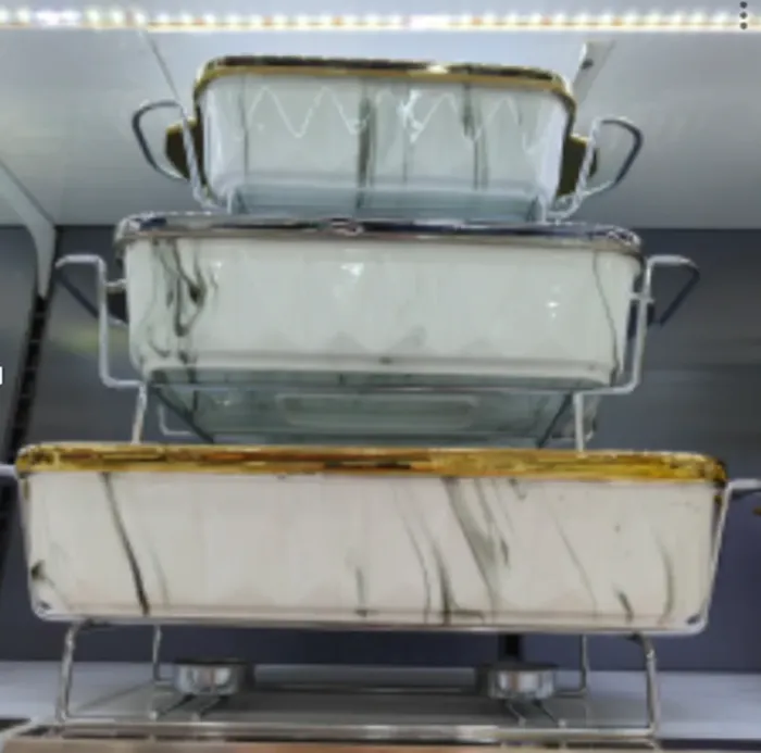 Мармиты керамические прямоугольные 3 шт с крышкой из жаропрочного стекла. - изображение 1