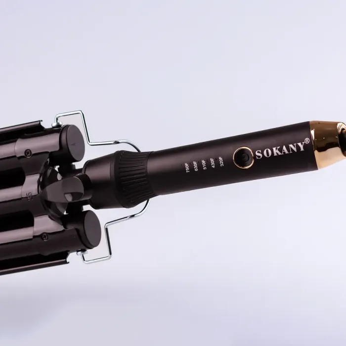 Плойка для волосся керамічна 5 хвиль 45 Вт широкий стайлер для завивки волосся голлівудські локони Sokany SK-670 (SK670) - зображення 4