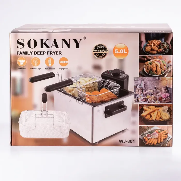 Фритюрниця електрична 5 л 2100 Вт температура до 190 С захист від перегріву SOKANY WJ-801 (WJ801) - зображення 6
