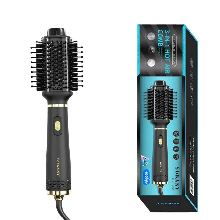 Фен стайлер для волосся 3 в 1 керамічний 1000 Вт поворотна насадка і щітка фен Sokany SK-1922 (SK1922) - зображення 3