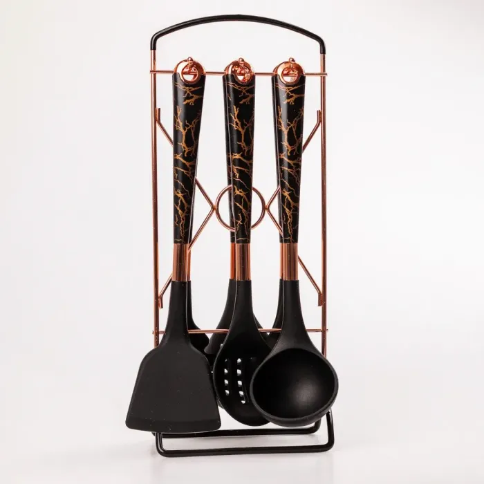 Набір кухонного приладдя на підставці 6 штук кухонні аксесуари Мармур (YRUR6) - зображення 3