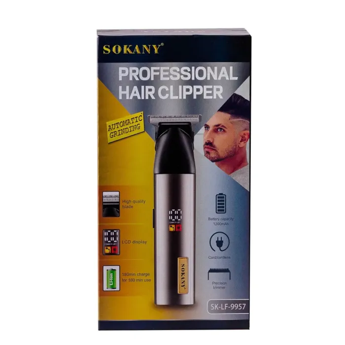 Машинка для стрижки волос аккумуляторная LED дисплей, мощный триммер для стрижки Sokany SK-LF-9957 (SKLF9957) - изображение 7