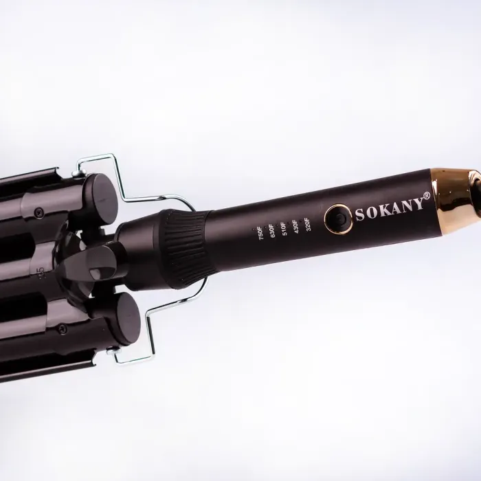 Плойка керамічна три хвилі 25 мм 50 Вт, щипці для завивки волосся голлівудські локони Sokany SK-669 (SK669) - зображення 4