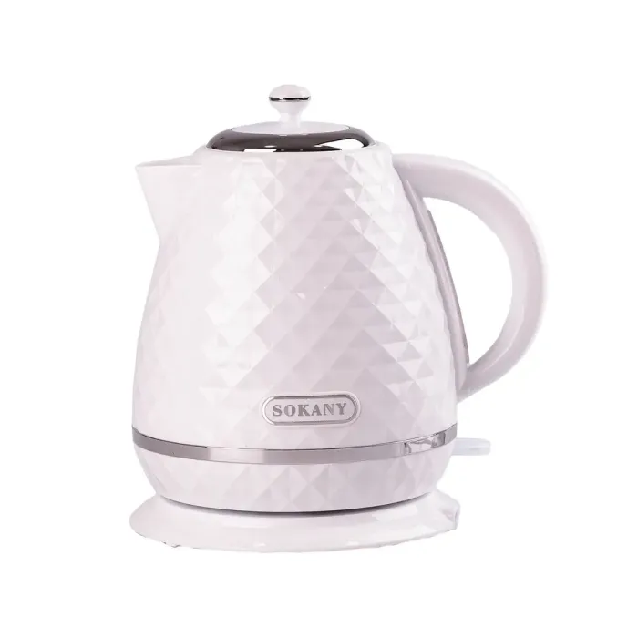 Електрочайник стильний безшумний дисковий 1,7 л 2200 Вт Sokany SK-SH-1095 Білий (SK1032W) - зображення 1